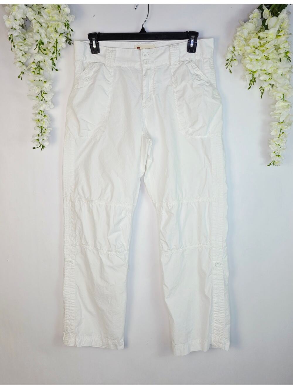 GAP Surplus Rollup Pant Capri 12 White Utility Y2K Minimalist Clean Girl Coastal
